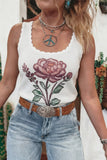 Floral Print Square Neck Sweater Vest