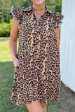 Leopard Print Lace Trim Mini Dress