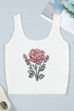 Plus Size Floral Print Square Neck Sweater Vest