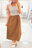 Chestnut Striped Sleeveless Long Dress