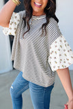 Black Stripe Puff Sleeve Top
