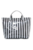black Glossy Striped Vinyl Large Tote Bag