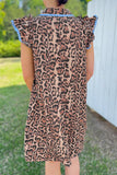 Leopard Print Lace Trim Mini Dress