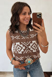 Southwestern Button Square Neck Sweater Vest