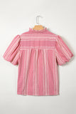 Pony Embroidered Puff Sleeve Blouse - Red