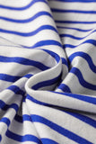 Blue Stripe Contrast Trim Round Neck Cap Sleeve Tee