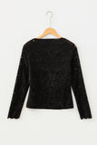 Black Elegant Stand Neck Lace Long Sleeve Top