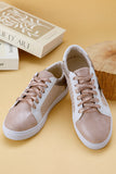 Gold Glitter Star Leather Lace-up Sneakers
