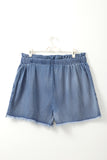 Raw Hem High Waist Plus Size Denim Shorts
