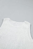 White Sleeveless Smocked Lace Peplum Top
