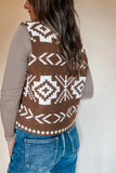 Southwestern Button Square Neck Sweater Vest