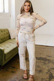 Western Print Mesh High Neck Top