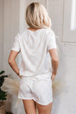 Checkered Tee Drawstring Shorts Lounge Set