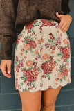 Scalloped Trim Jacquard Floral Mini Skirt