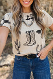 Retro Western Print T Shirt