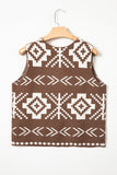 Southwestern Button Square Neck Sweater Vest