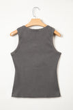 Grey Distressed Ribbed Mineral Wash Tank Top