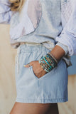Drawstring Waist Denim Shorts