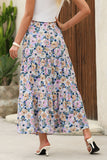 Bohemian Print Maxi Skirt with Split
