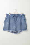 Raw Hem High Waist Plus Size Denim Shorts