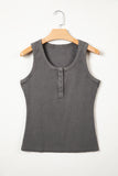 Grey Distressed Ribbed Mineral Wash Tank Top