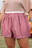 Red Plaid Print Plus Size Shorts