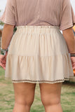 Plus Size Lace Trim Ruffled Shorts