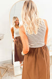 Chestnut Striped Sleeveless Long Dress