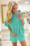 Raw Edge Oversized Top and Shorts Set