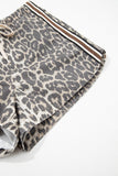 Leopard Drawstring Denim Shorts