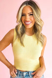 Yellow Cream Cropped  Sweater Tank