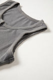 Grey Distressed Ribbed Mineral Wash Tank Top