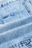 Distressed Acid Wash Denim Shorts