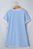 Sky Blue Stripe Tie T Shirt Mini Dress