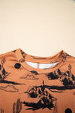 Desert Sand Print Short Sleeve Knit Top