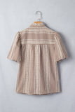 Pony Embroidered Puff Sleeve Blouse -Brown