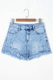 Distressed Acid Wash Denim Shorts