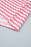 Pink Stripe Contrast Patchwork Short Sleeve T Shirt Shift Dress