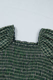 Green Plaid Square Neck Dress