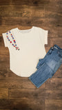 Cream short sleeve boat neck too