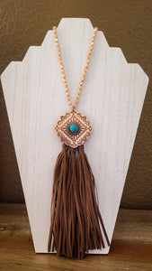 Coppertone and glass bead Necklace