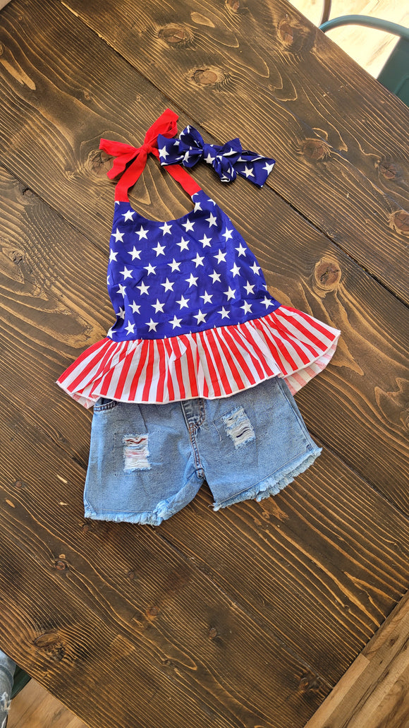 Patriotic 3 piece Denim outfit