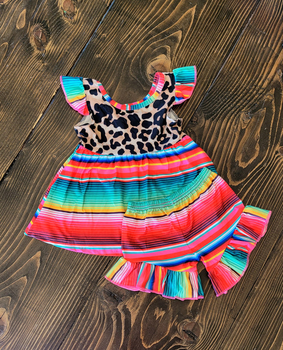 Leopard and serape girls outfit