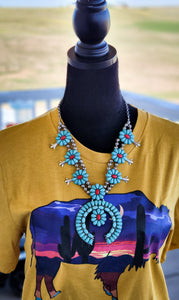 Turquoise squash blossom necklace