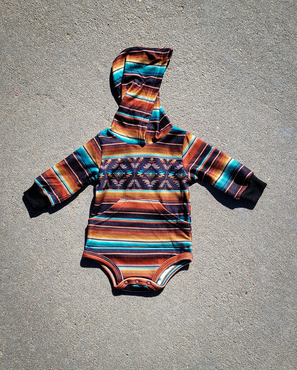 Serape Print hooded infant body suit