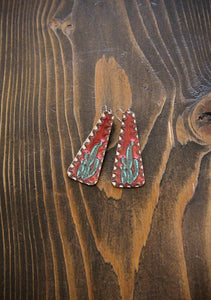 Sedona Cactus Leather Earrings