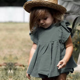 Sage green Ruffle Dress with Bloomers